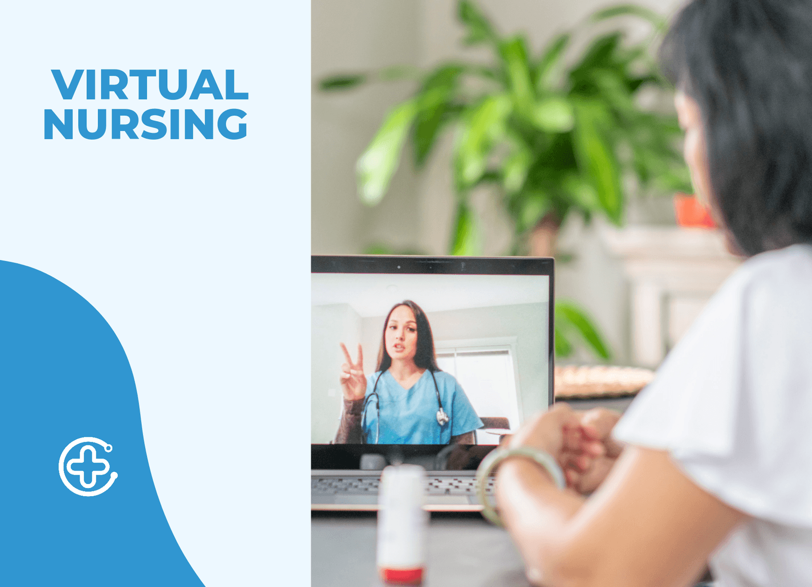 Two nurses in a virtual meeting