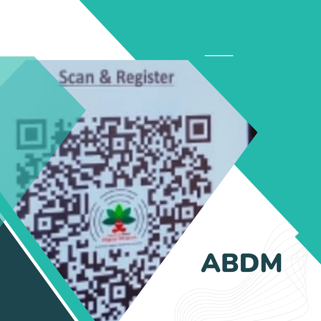 image with ayushman bharat QR code with text ABDM