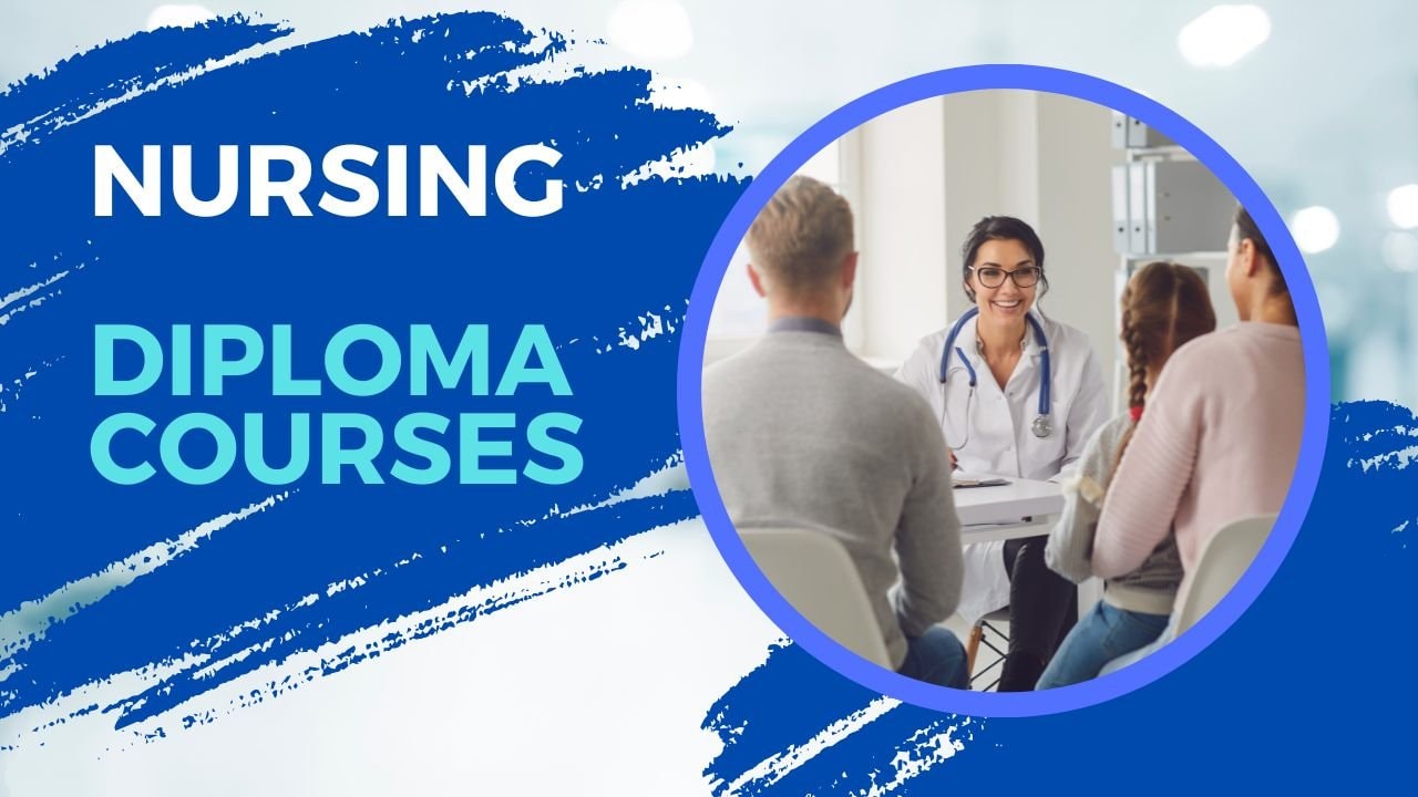 representational image of a nurse with text on the image nursing diploma courses